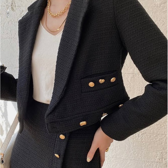 ZARA BLACK TWEED CROPPED BLAZER/NWT - Picture 8 of 8